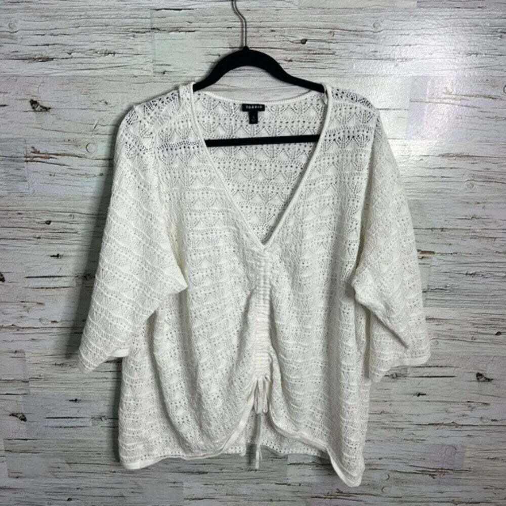 Torrid White Crochet Blouse